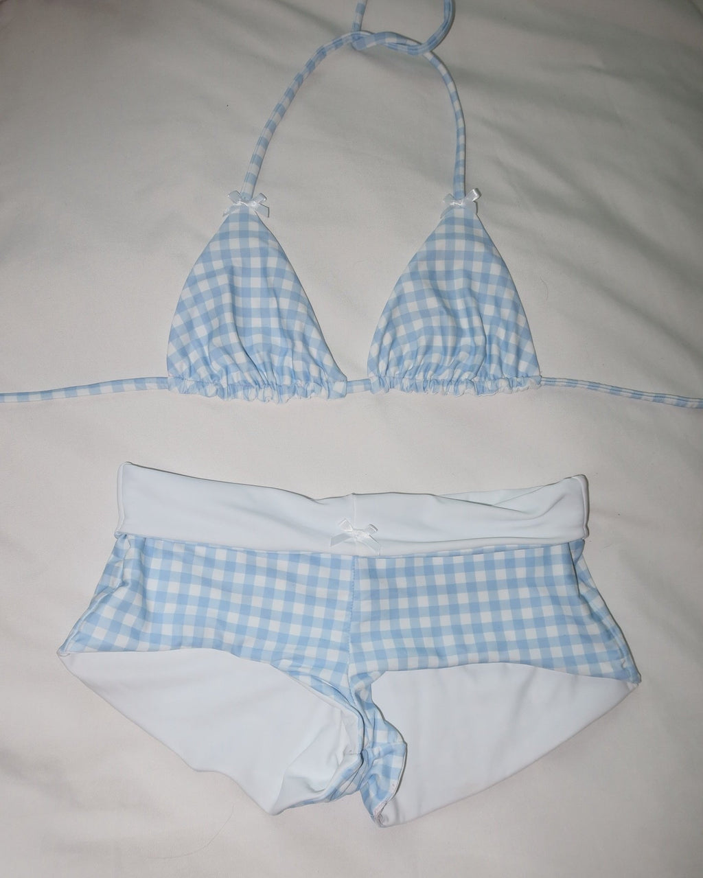Women Halter Neck Triangle Bikini Sets Vintage 90s Aesthetic Bathing Suits Summer Boy Shorts
