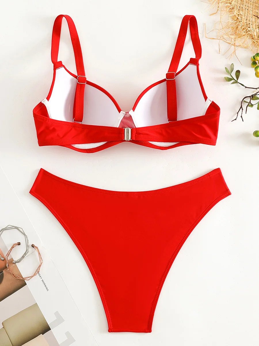Underwired Bra Cup Brazilian Bikini Female Swimsuit Women Swimwear Two-pieces Bikini Set Push Up