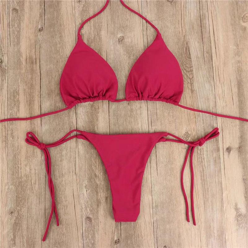 Summer Swimsuit Women Sexy Bikini Set Push-up Padded Bra Thong Two Pieces Swimwear Beachwear Bathing