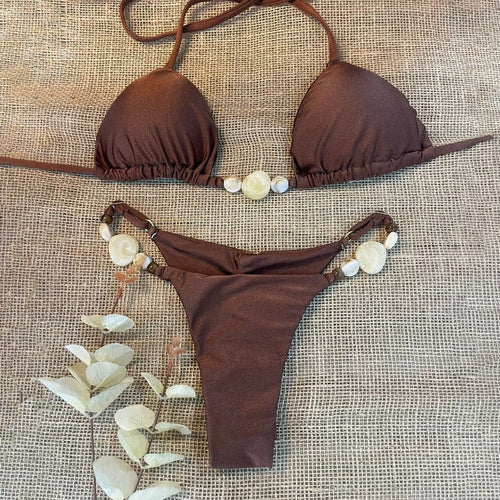 2026 New Bikini Sexy Bikini Solid Color Split Women's Swimsuit