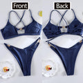 Miyouj Bandage Swimwear Summer Swimsuit High Cut Bikini Set Solid Sexy 2-Piece Suit New Bathsuit