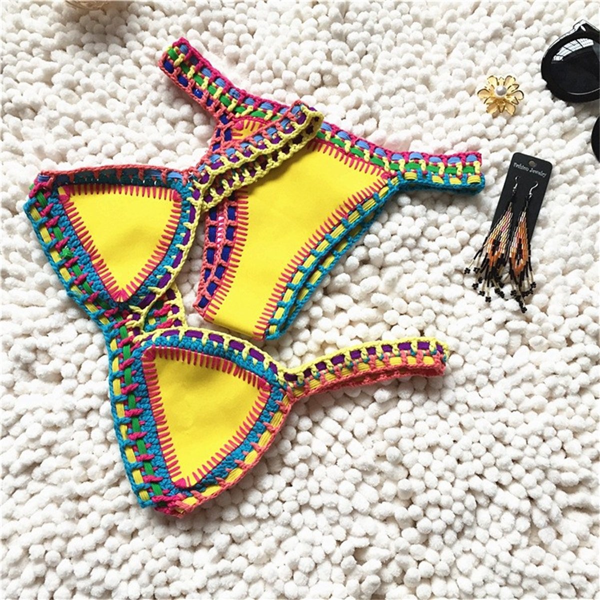 Pink Crochet Bikini 2026 Sexy Women Swimsuit Female Swimwear Micro Bikini Set Bandeau Swimming Suit