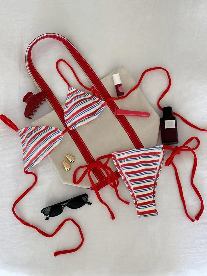 Women's Sexy Push-Up Two-Piece Swimsuit 2026 Bathing Suit Micro Beachwear Stripe Bikini Set Swimwear