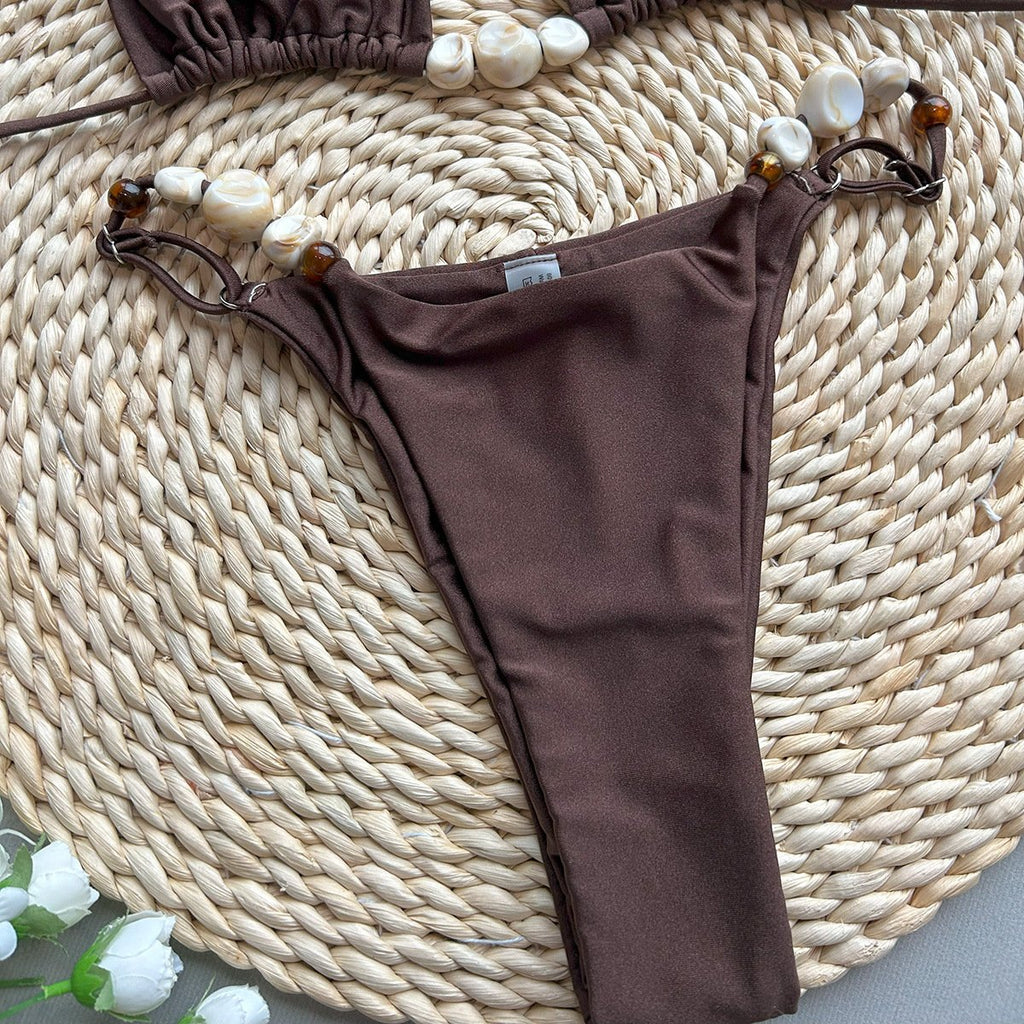 2026 New Bikini Sexy Bikini Solid Color Split Women's Swimsuit