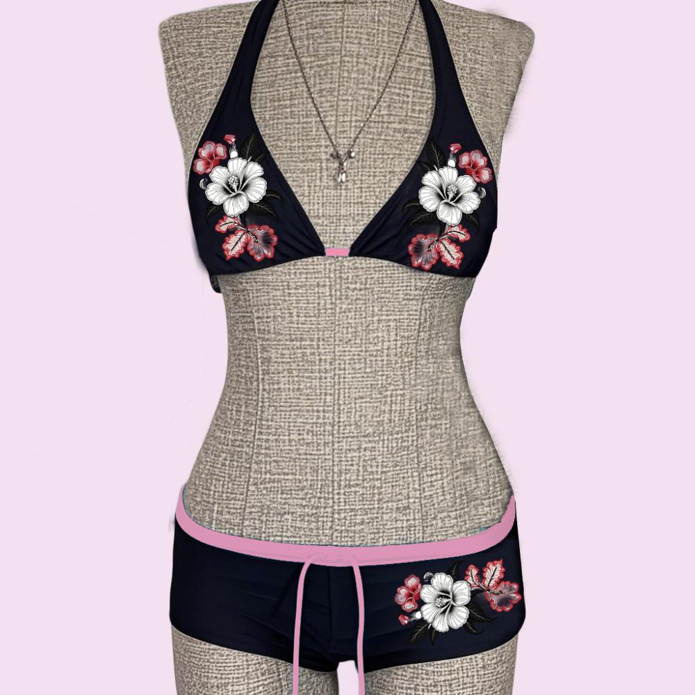 UETEEY 2026 New Summer Swimwear Bikinis Set Sexy Printed Lace Back Naked Bikini 2 Pieces Set Women's