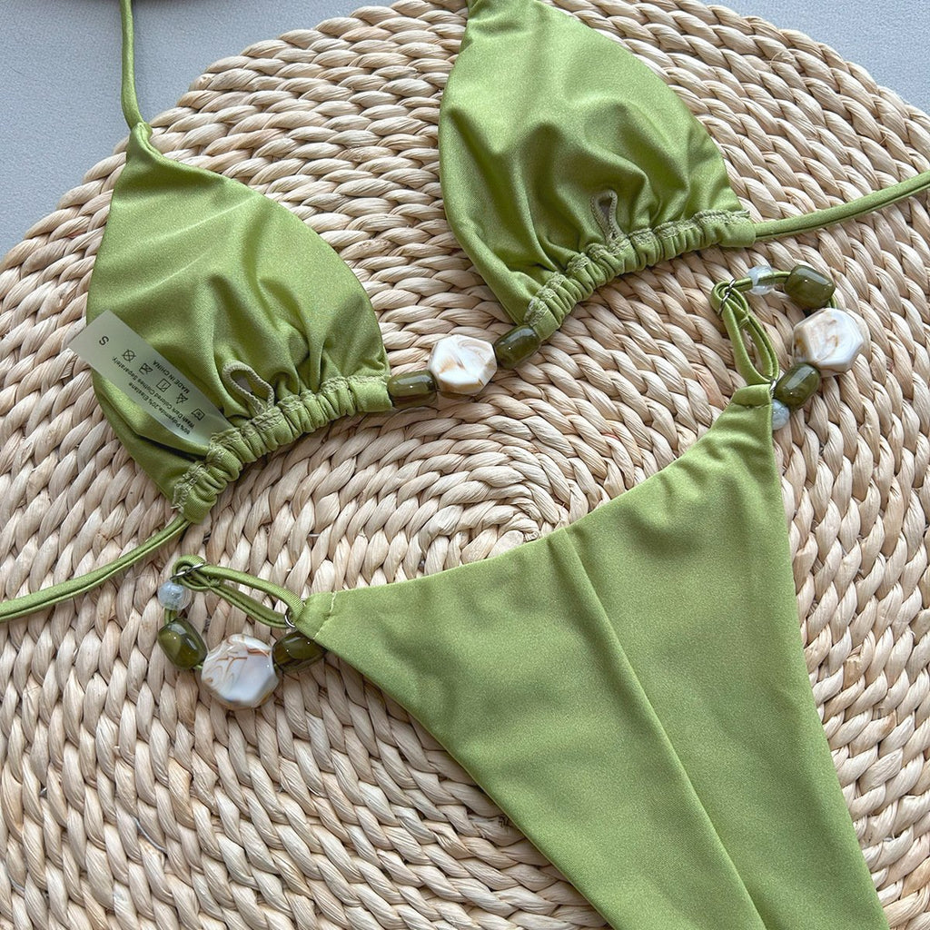 2026 New Bikini Sexy Bikini Solid Color Split Women's Swimsuit