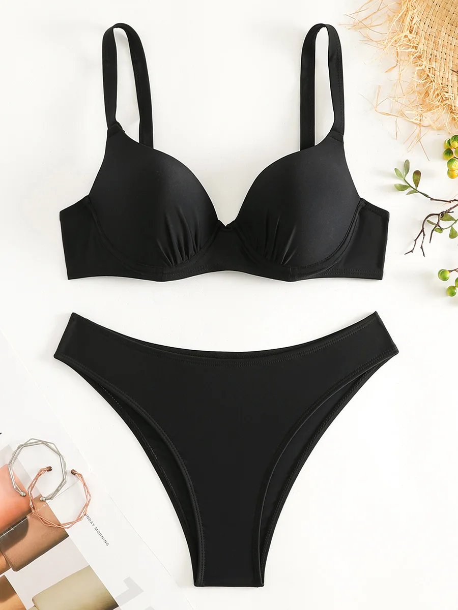 Underwired Bra Cup Brazilian Bikini Female Swimsuit Women Swimwear Two-pieces Bikini Set Push Up