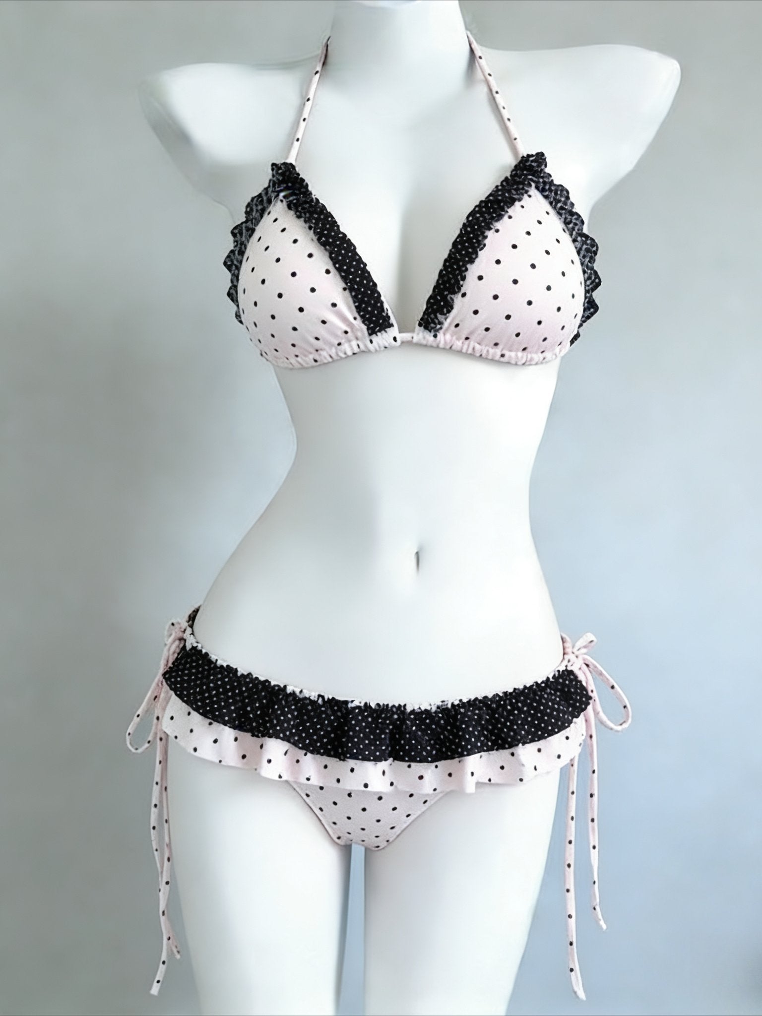 Sexy Lace Up Back Two Piece Bikini Set High Cut Leg Push Up Tops Stylish Swimwear Beach Bathing Suit