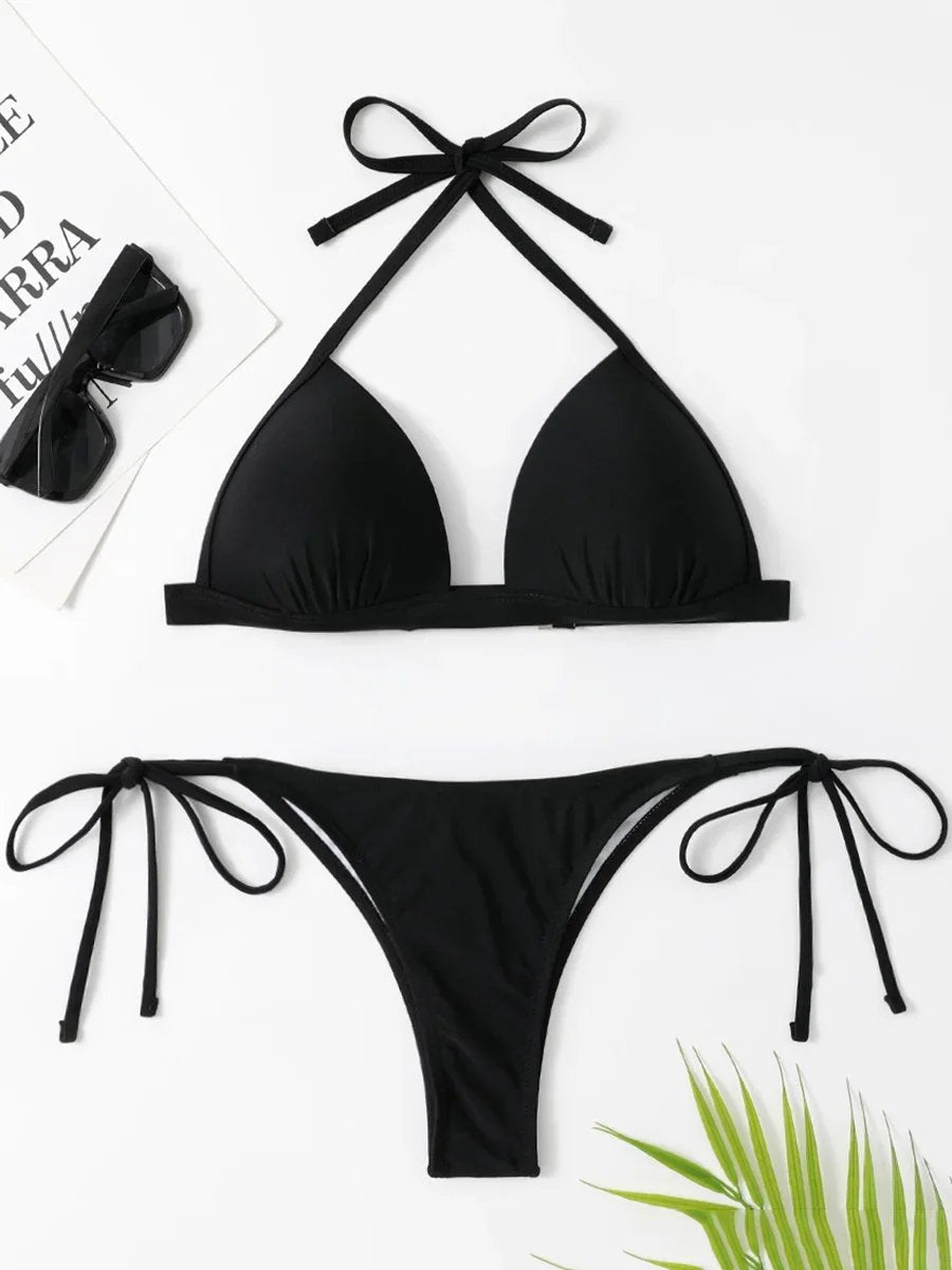 2026 Halter Bra Cup Bikini Women Swimsuit Female Push Up Swimwear Two Pieces Bikini set Brazilian