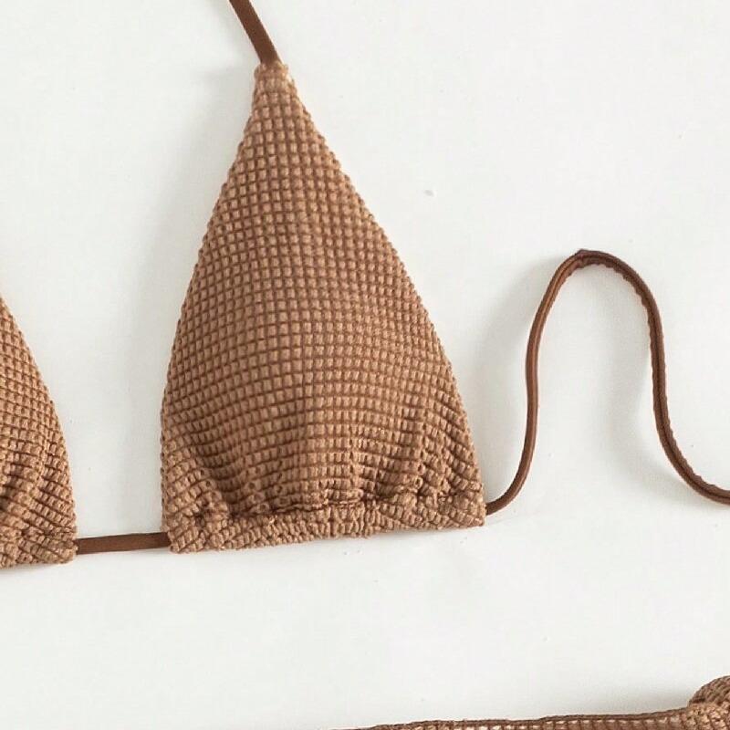 Sexy Brown Bikini Set 2026 Women Halter Push Up Bra Skirt 3 Piece Swimsuit Summer Bathing Suit Cover