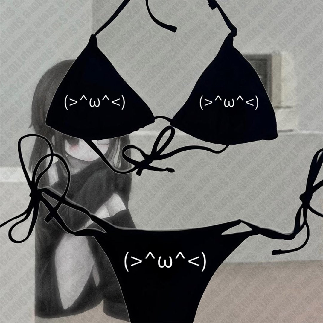 Y2K Bikini Set Swimsuit 2000s trend Women Push-up Padded Bra Thong Two Pieces Swimwear Beachwear