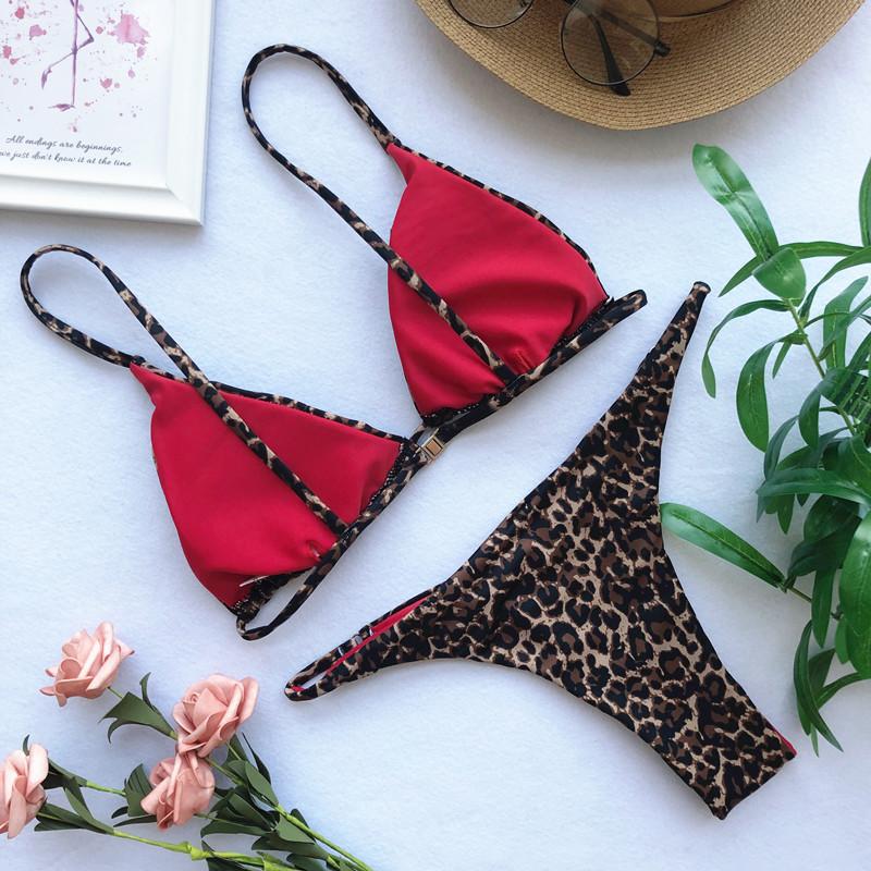 2026 Micro Leopard Bikini Women High Cut Bandage Push Up Swimsuit Sexy Bathing Suit Padded Thong
