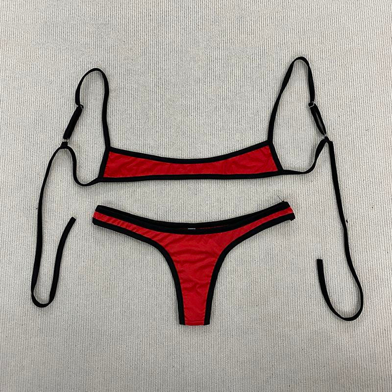 Retro Shoulder Strap Adjustable Backless Simple Summer Split Bikini Y2K Aesthetic Sexy Spice Girl