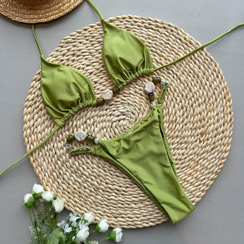 2026 New Bikini Sexy Bikini Solid Color Split Women's Swimsuit