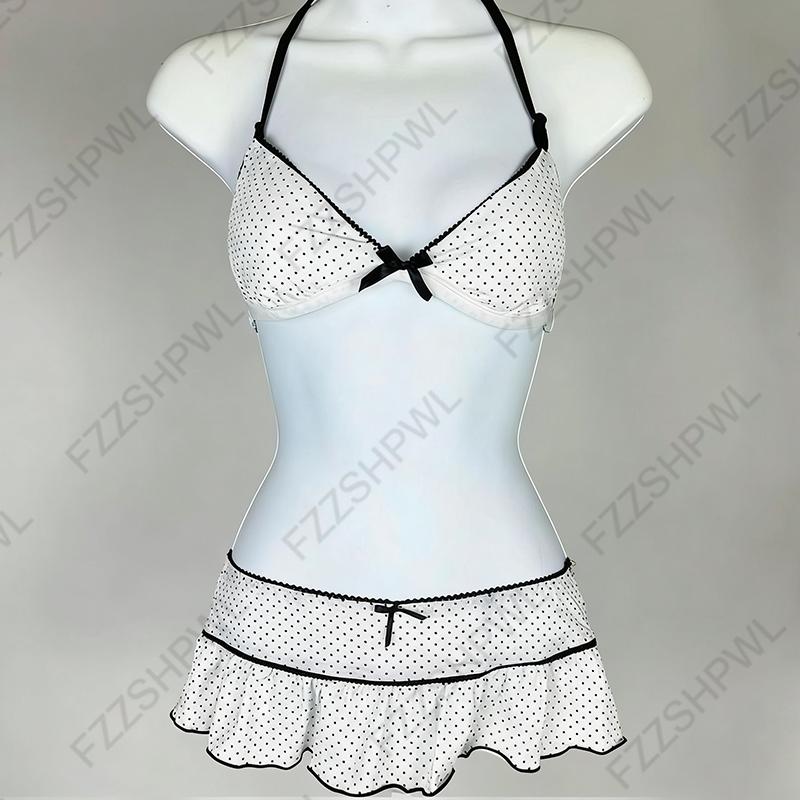 2 Piece Women's Summer Beach Bikini Set Sexy Slim Chic Floral Print Halter Neck Swimsuit Set 2000s