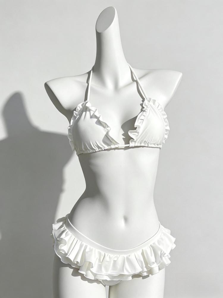 Sexy Lace Up Back Two Piece Bikini Set High Cut Leg Push Up Tops Stylish Swimwear Beach Bathing Suit