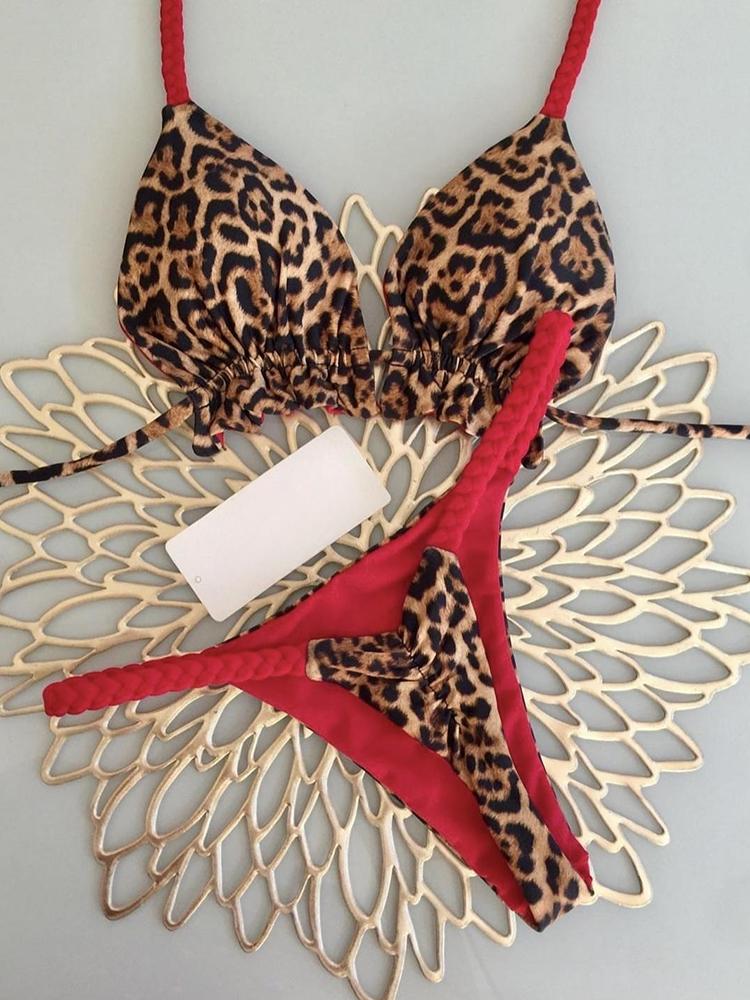 RUOTONGSEPT Swimwear Women Leopard Print Brazilian Bikini Set Sexy Thong Swimsuit Two Pieces Bathing