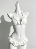 Sexy Lace Up Back Two Piece Bikini Set High Cut Leg Push Up Tops Stylish Swimwear Beach Bathing Suit
