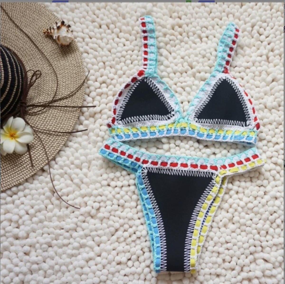 Pink Crochet Bikini 2026 Sexy Women Swimsuit Female Swimwear Micro Bikini Set Bandeau Swimming Suit