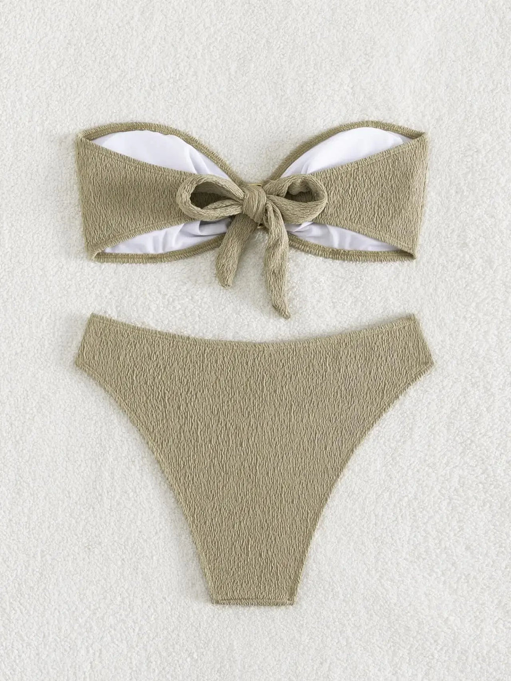 Sexy Bandeau Bikinis Sets Women Metal Ring Linked Push Up Micro Swimsuit 2026 Solid Bathing Suit