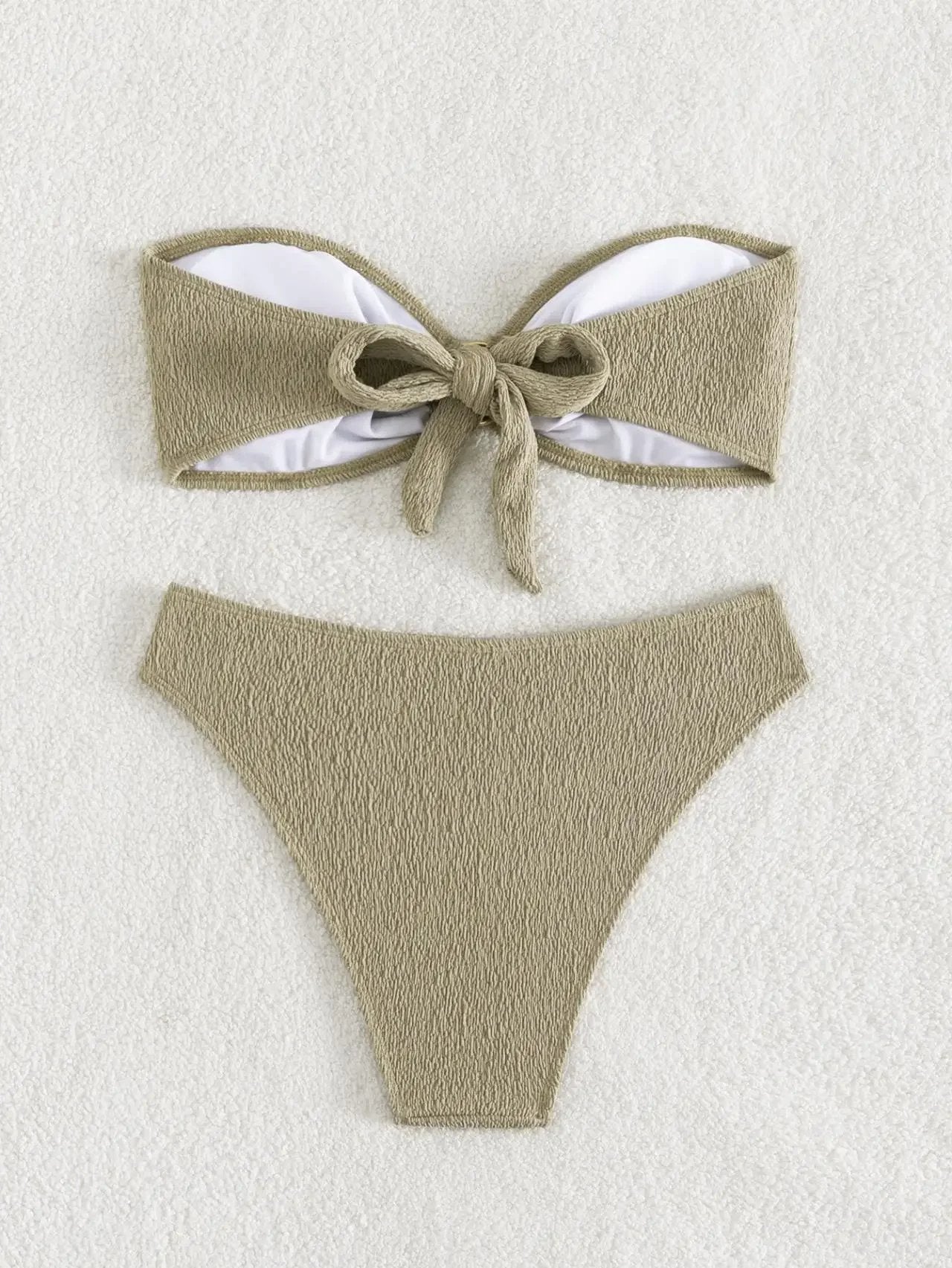 Sexy Bandeau Bikinis Sets Women Metal Ring Linked Push Up Micro Swimsuit 2026 Solid Bathing Suit