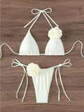 S - L Sexy 3D Flowers Halter Strappy Bikini Women Swimwear Female Swimsuit Two-pieces Bikini Set
