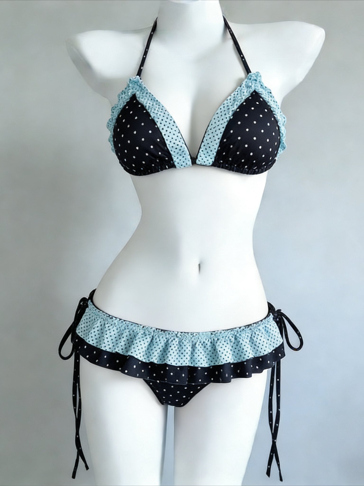 Sexy Lace Up Back Two Piece Bikini Set High Cut Leg Push Up Tops Stylish Swimwear Beach Bathing Suit