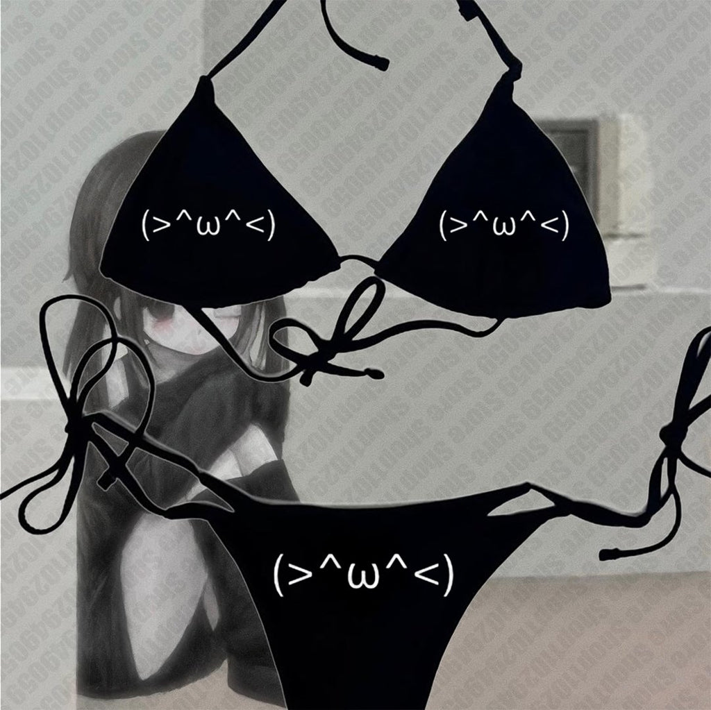 Y2K Bikini Set Swimsuit 2000s trend Women Push-up Padded Bra Thong Two Pieces Swimwear Beachwear