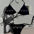 Y2K Bikini Set Swimsuit 2000s trend Women Push-up Padded Bra Thong Two Pieces Swimwear Beachwear