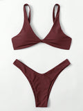 ZTVitality Solid Tie Sexy Bikini 2026 Hot Sale Padded Bra High Leg Bandage Push Up Bikini Set