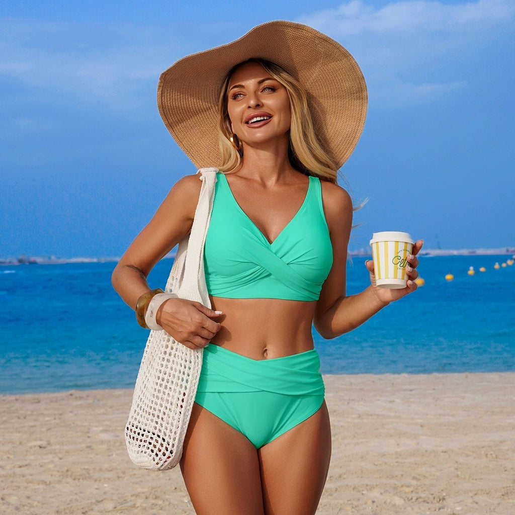 VigoBreviya 2026 Sexy Solid Strapped Swimwear Women Cross Push Up Bikini Set Brazilian Lady Swimsuit