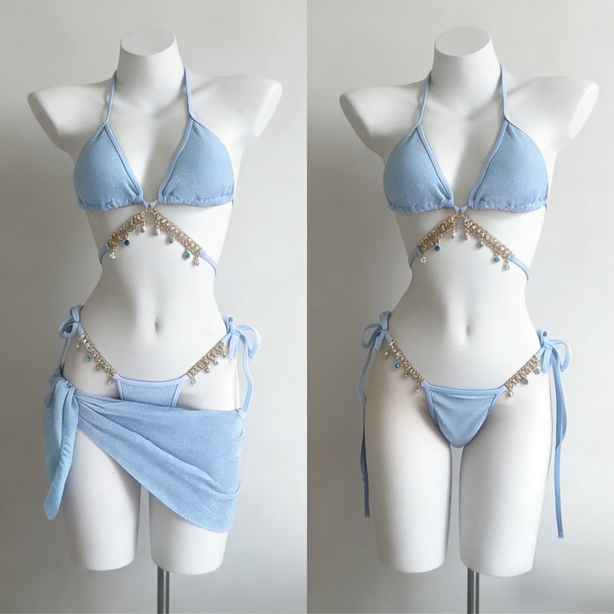 Sexy Lace Up Back Two Piece Bikini Set High Cut Leg Push Up Tops Stylish Swimwear Beach Bathing Suit