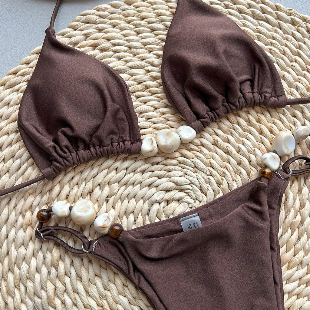 2026 New Bikini Sexy Bikini Solid Color Split Women's Swimsuit