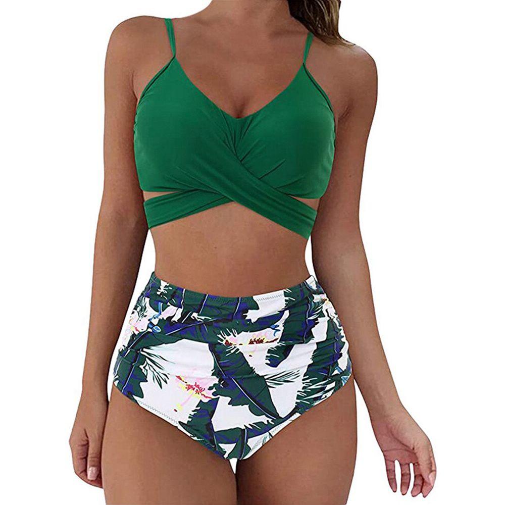 Hot 12 Colors Women Slim Bikini Sets High Waisted Sexy Swimwear 2 Pieces 2026 Solid/Floral Ruched