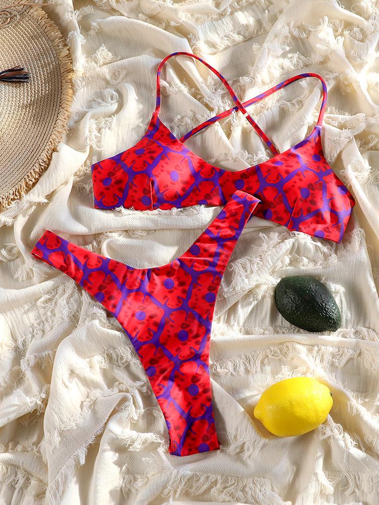 Print Bikini Set Sexy Swimsuit Bandage Swimwear Women's Two Piece Suit 2026 Bathsuits Summer