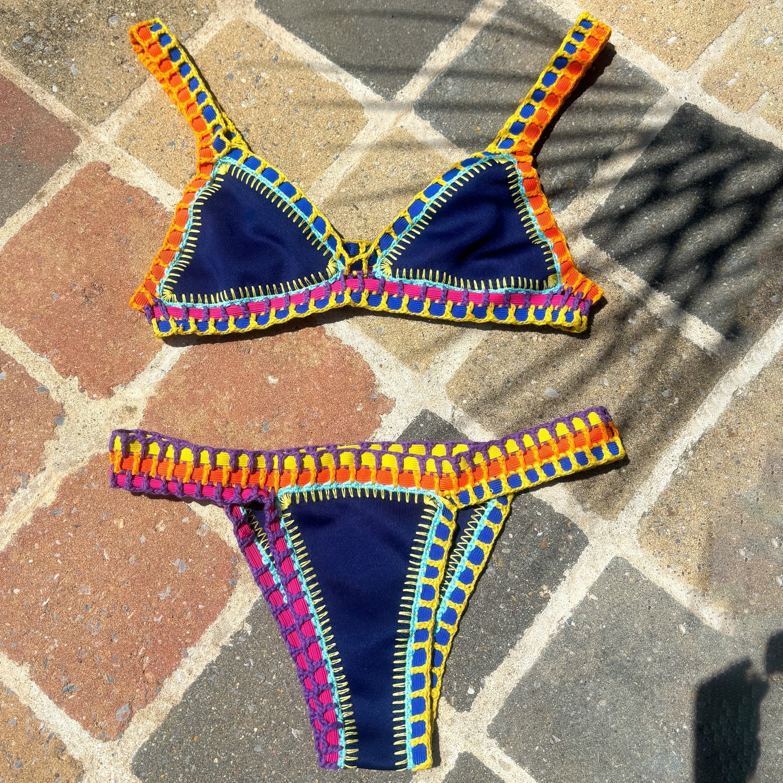 Pink Crochet Bikini 2026 Sexy Women Swimsuit Female Swimwear Micro Bikini Set Bandeau Swimming Suit