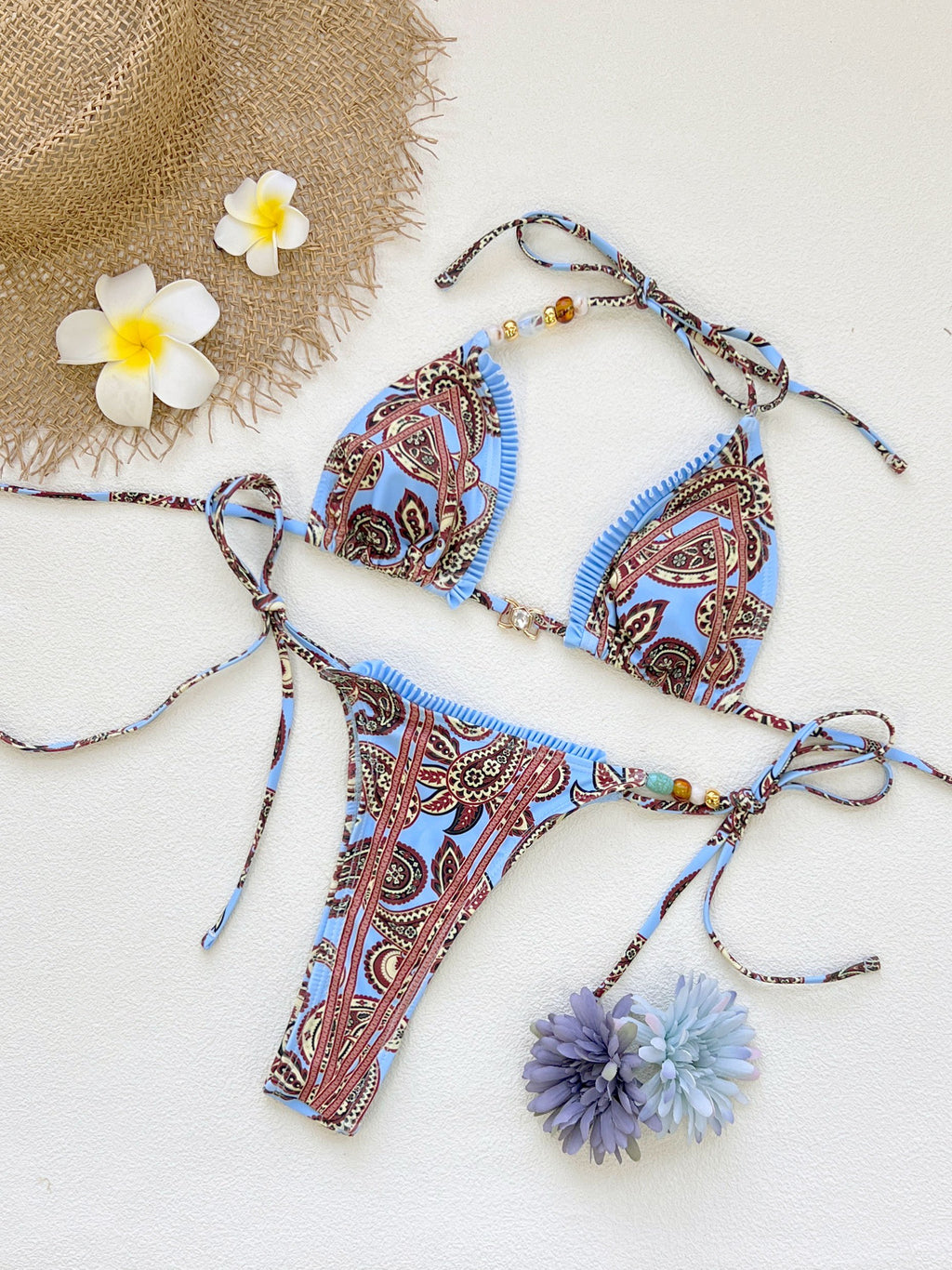 2026 Fashionable Boho Chic Bikini Set with Unique Paisley Design Perfect for Beach Wear and Pool