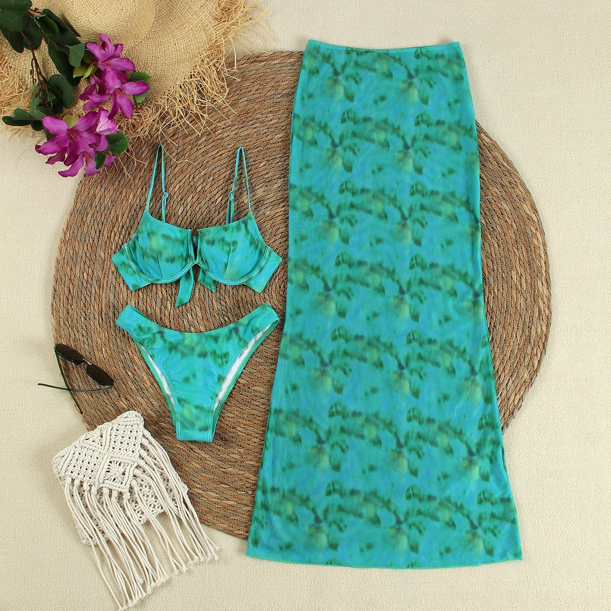 Sexy Tie-dye 3 pieces Bikinis 2026 Swimsuit For Women Swimwear Brazilian Bikini Set Biquini Female