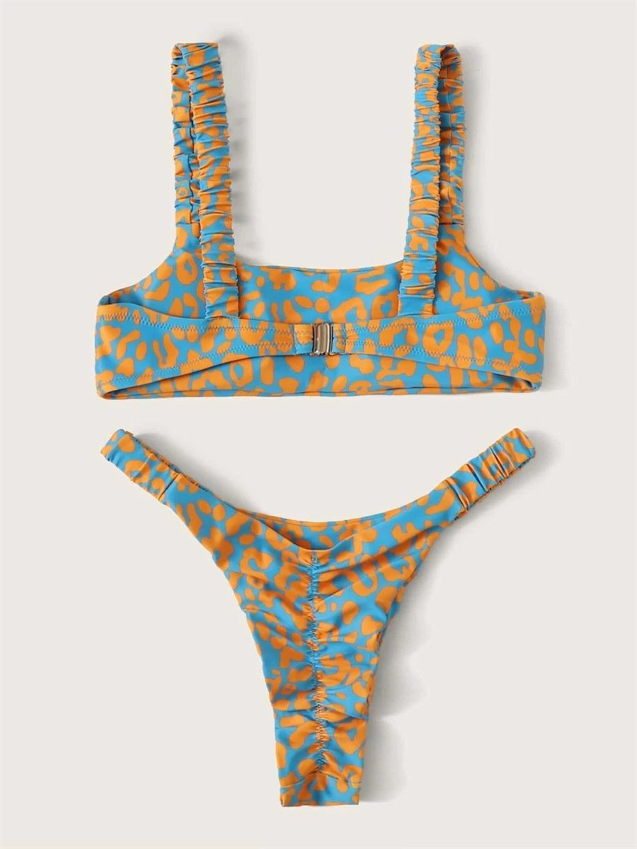 Sexy Micro Bikini 2026 Women Orange Leopard Push Up Padded Thong Swimsuit Female Cut Out Bathing