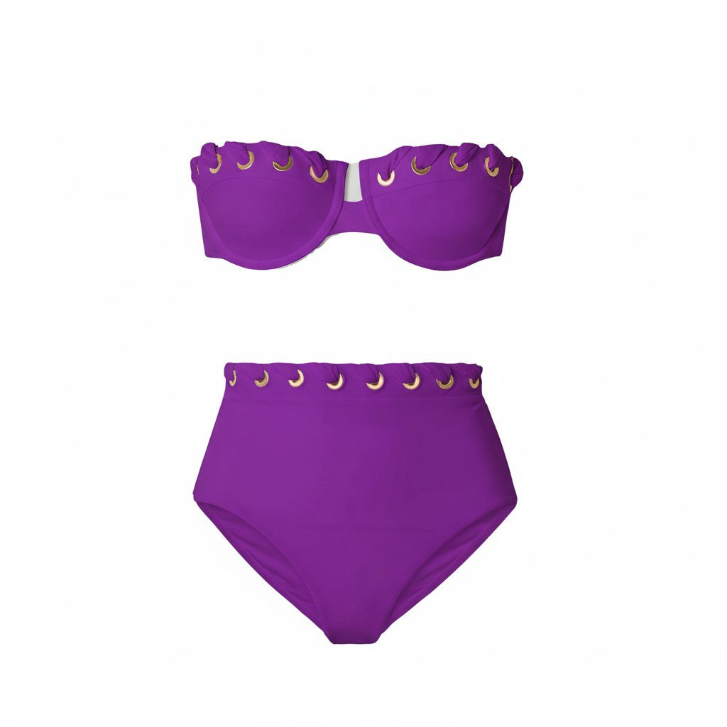 Sexy Underwire Bikini Swimsuit Braid High Waist Swimwear Women Brazilian Bikini Push Up Bathing Suit