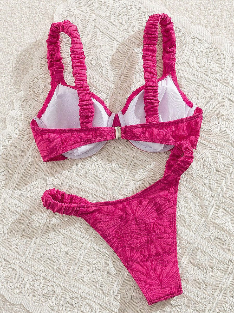 S - XL Printed Underwired Bikini Women Swimwear Female Swimsuit Two-pieces Bikini Set High Cut