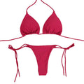 Solid Color Tie-Side G-String Bikini Set Breathtaking Bathing Suit with Feminine Bandage Design Sexy