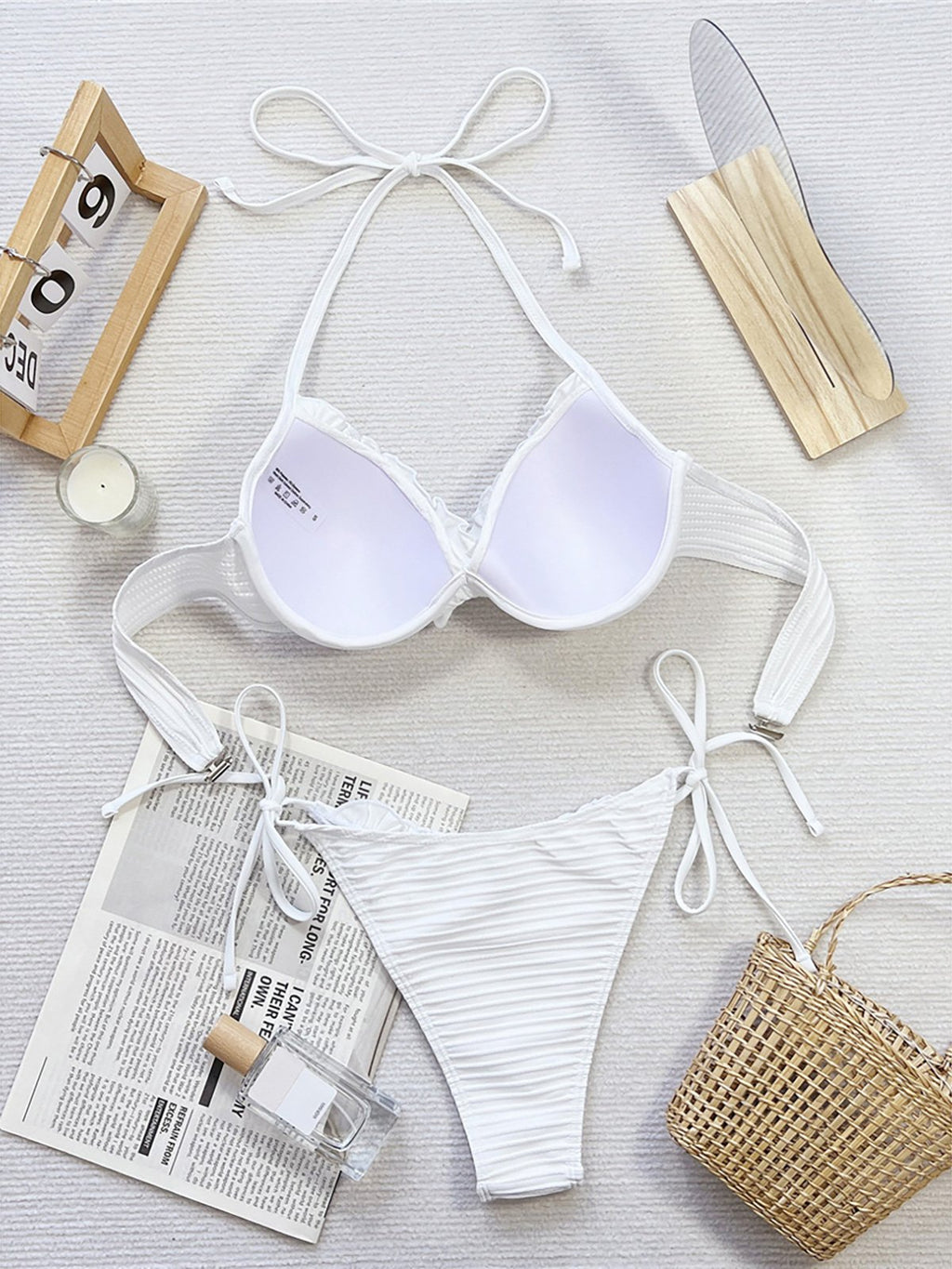 New Halter Frilled Underwired Bra Cup Bikini Women Swimwear Female Swimsuit Two-pieces Bikini set