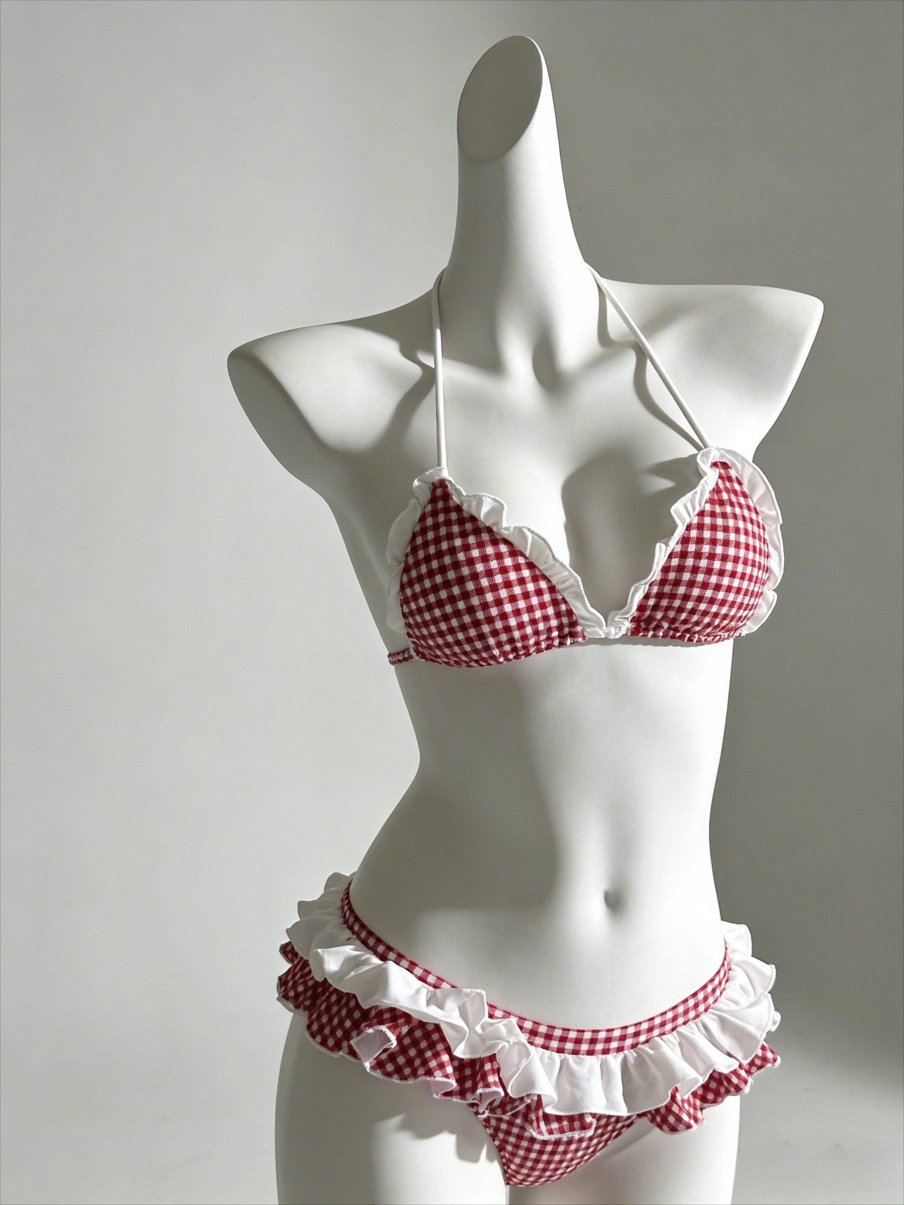 Sexy Lace Up Back Two Piece Bikini Set High Cut Leg Push Up Tops Stylish Swimwear Beach Bathing Suit