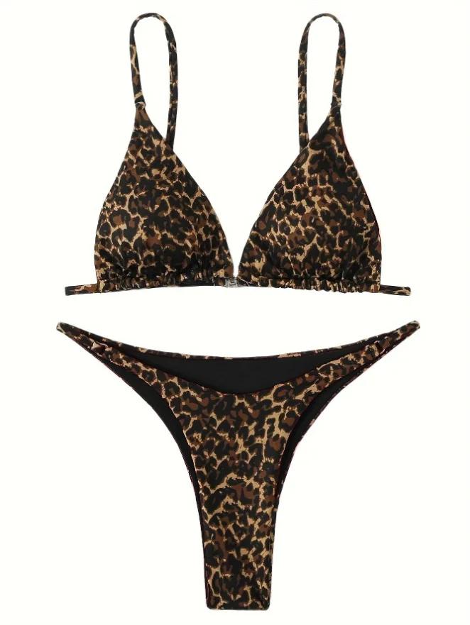 2026 Micro Leopard Bikini Women High Cut Bandage Push Up Swimsuit Sexy Bathing Suit Padded Thong