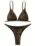 2026 Micro Leopard Bikini Women High Cut Bandage Push Up Swimsuit Sexy Bathing Suit Padded Thong