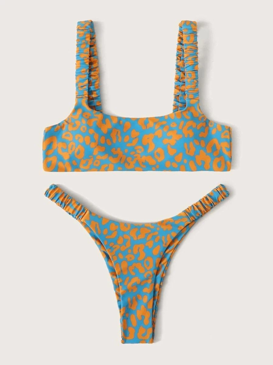 Sexy Micro Bikini 2026 Women Orange Leopard Push Up Padded Thong Swimsuit Female Cut Out Bathing