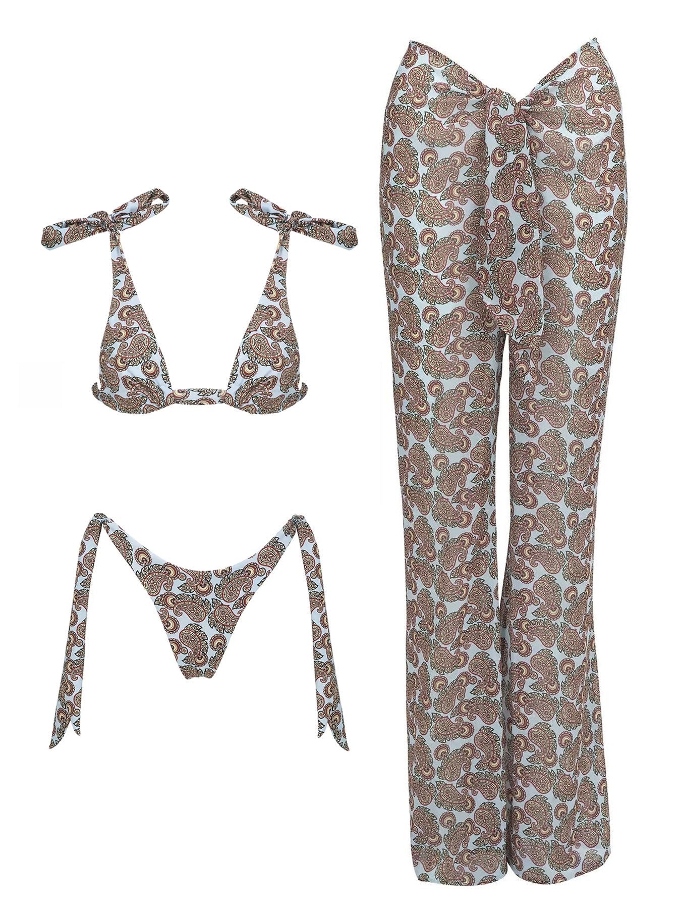2026 Fashionable Boho Chic Bikini Set with Unique Paisley Design Perfect for Beach Wear and Pool