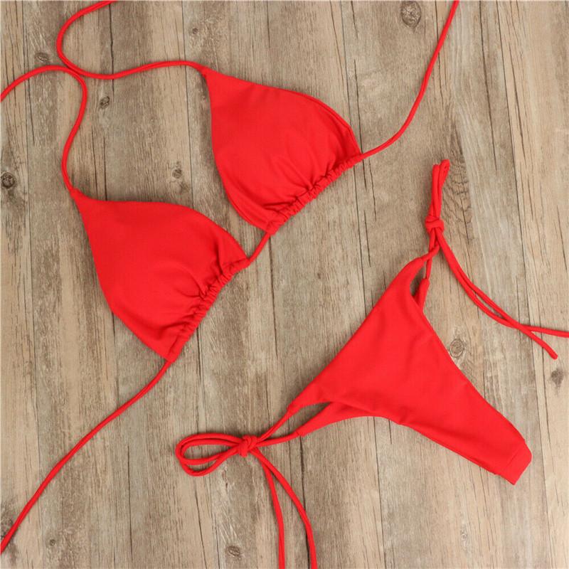 Sexy Women Bikini 2026 New Push-Up Bra Bikini Set Swimsuit For Women Solid Black Red Blue Beachwear