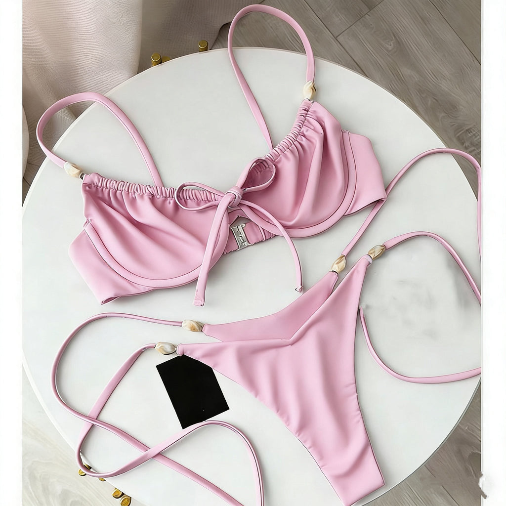 Push Up Bikinis 2026 Sexy Women Swimsuit Swimwear Female Bikini Set Beads Biquini Bathing Suit Dot